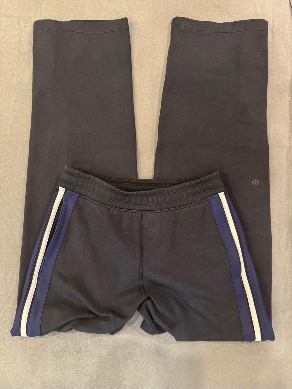 Lululemon Women's Cover Your Tracks Pant Black w/ Blue & White Stripe Size 4